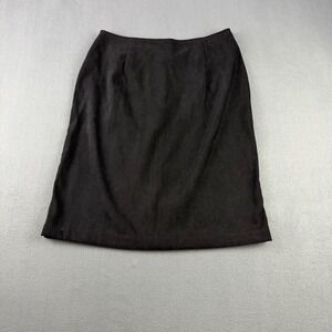 Brett Alixander Black Faux Suede Pencil Skirt Size 8 Lined Back Vent Mini Skirt